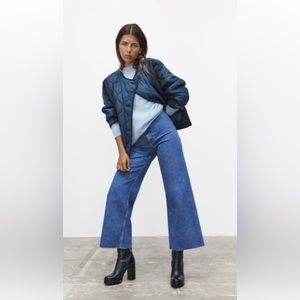 Zara flare straight mini blue stretchy jeans size 30